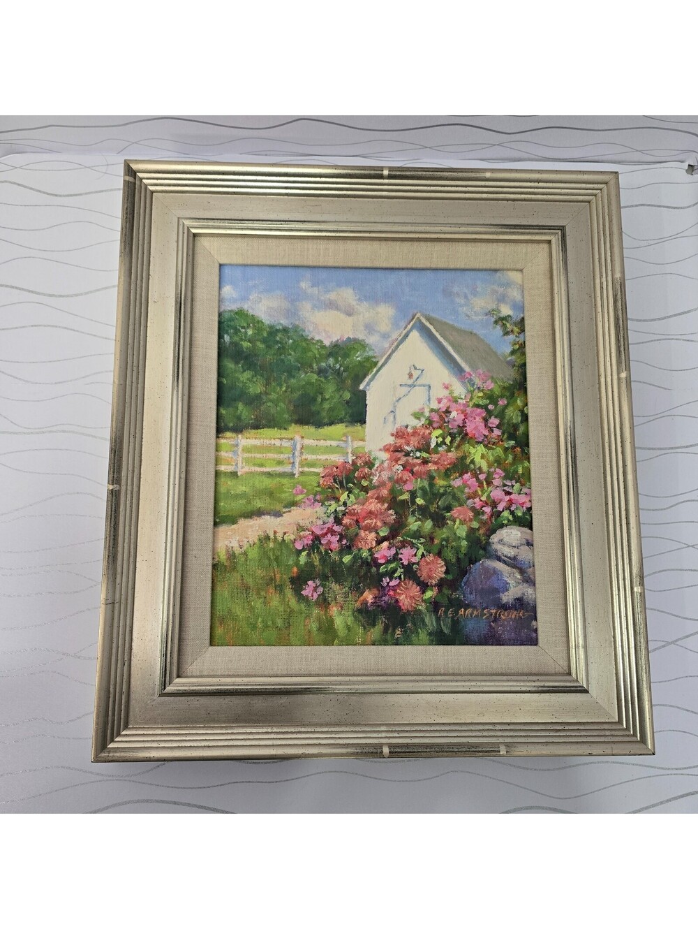 Rachel E Armstrong Original Oil Painting On Linen At Judys Framed Cottage Floral
